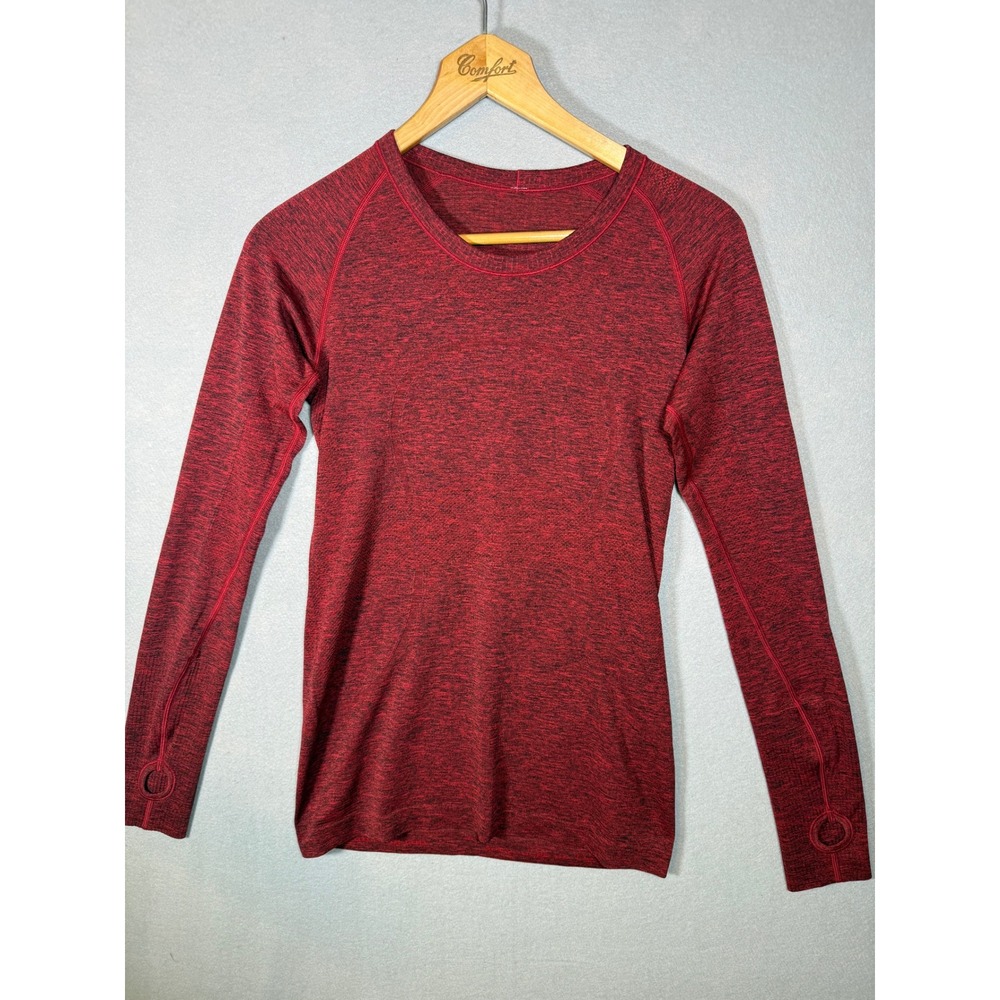Lululemon Swiftly Tech Long Sleeve Crew Red Black Space Dye Size 8